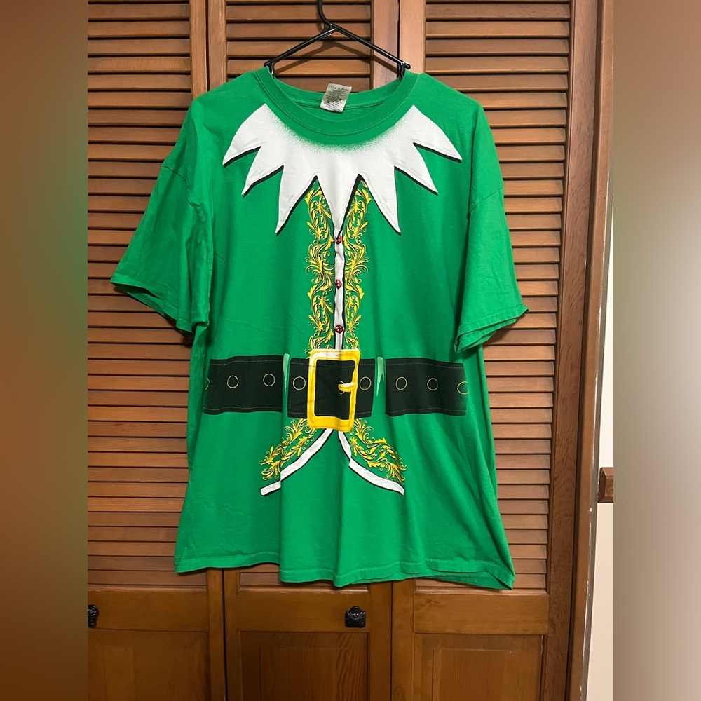 DEC 25th Elf Costume T Shirt Mens 2XL Green Christmas Holiday Top